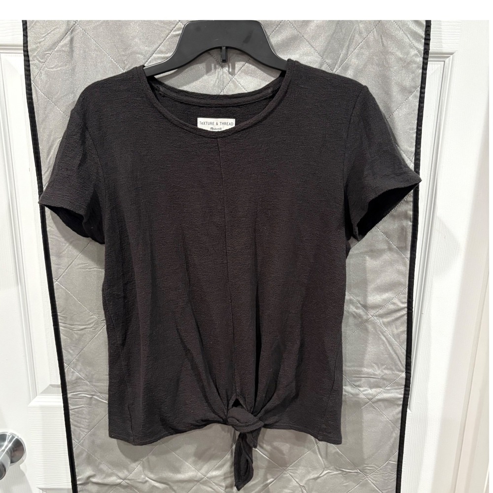 Madewell Minimalist Black Tie Front Tee Shirt S Normcore Texture Thread Modern